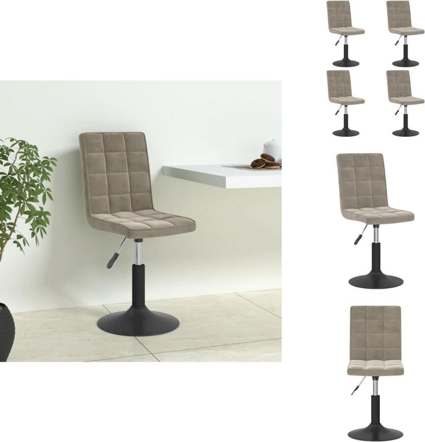 VidaXL Eetkamerstoel Eetkamerstoelen Stoel Stoelen Eetkamerstoelen draaibaar 4 st fluweel lichtgrijs