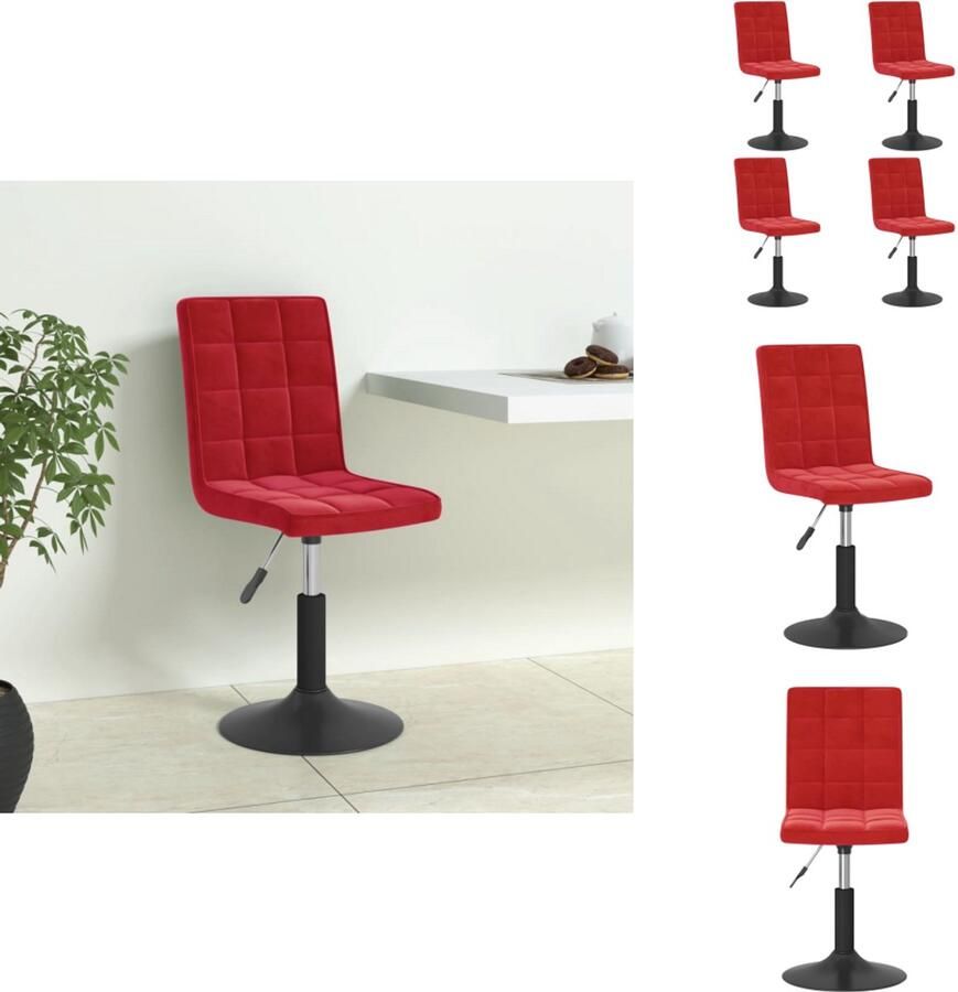 VidaXL Eetkamerstoel Eetkamerstoelen Stoel Stoelen Eetkamerstoelen draaibaar 4 st fluweel wijnrood