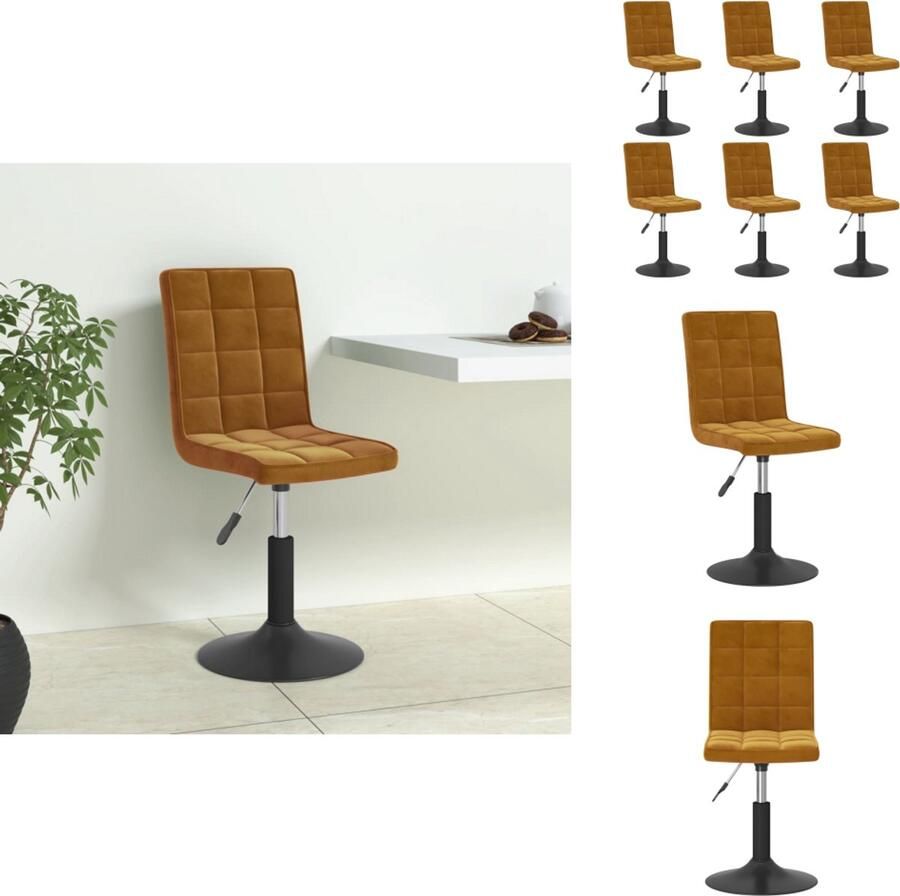 VidaXL Eetkamerstoel Eetkamerstoelen Stoel Stoelen Eetkamerstoelen draaibaar 6 st fluweel bruin