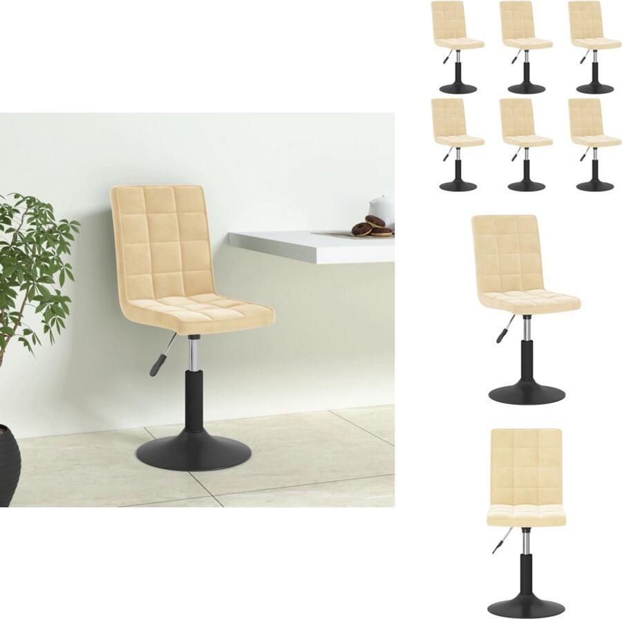 VidaXL Eetkamerstoel Eetkamerstoelen Stoel Stoelen Eetkamerstoelen draaibaar 6 st fluweel crèmekleurig