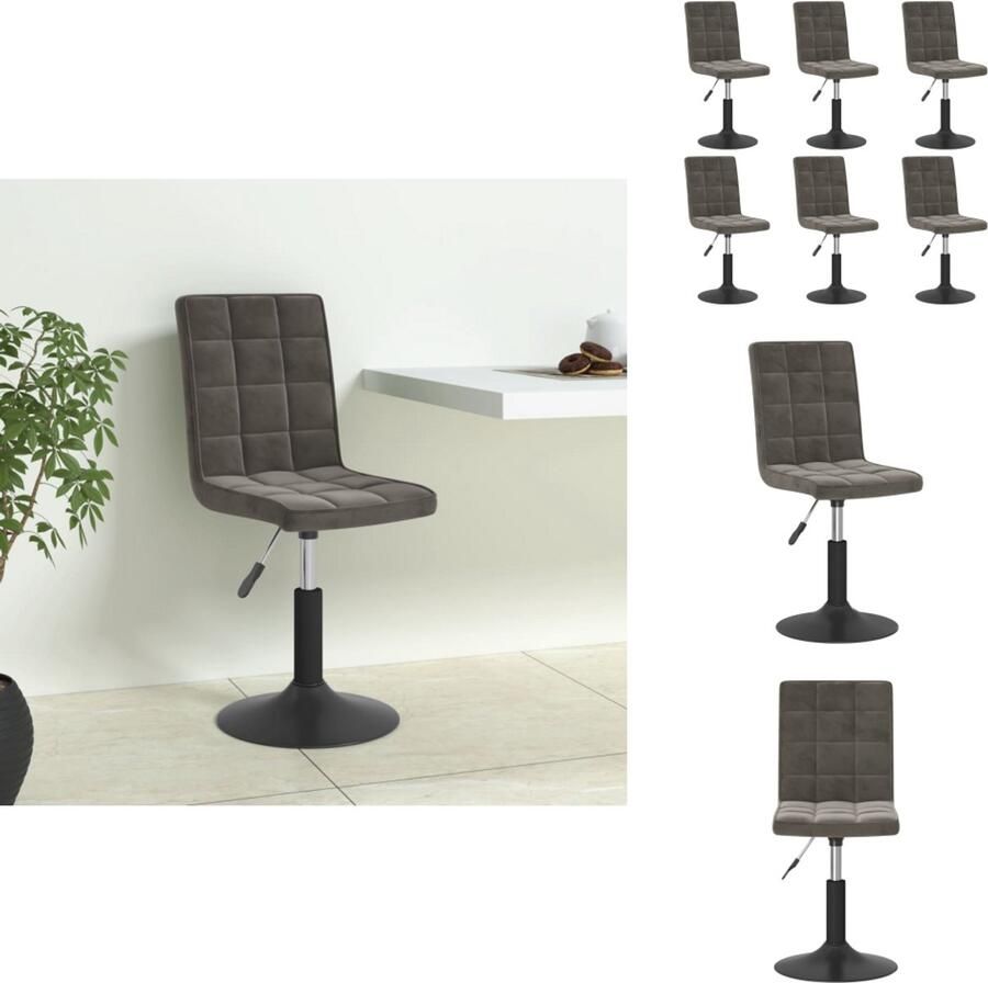 VidaXL Eetkamerstoel Eetkamerstoelen Stoel Stoelen Eetkamerstoelen draaibaar 6 st fluweel donkergrijs