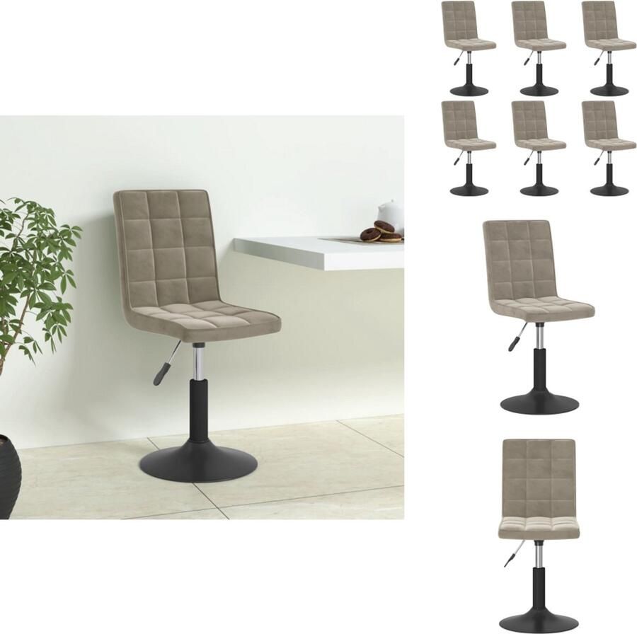 VidaXL Eetkamerstoel Eetkamerstoelen Stoel Stoelen Eetkamerstoelen draaibaar 6 st fluweel lichtgrijs