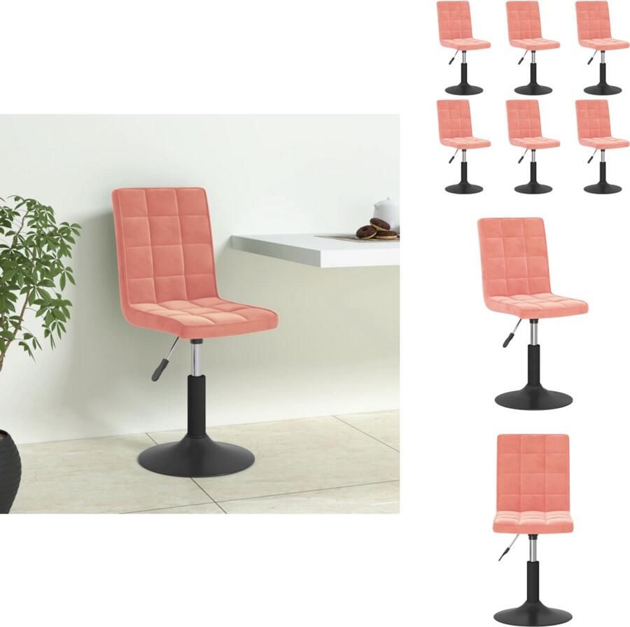 VidaXL Eetkamerstoel Eetkamerstoelen Stoel Stoelen Eetkamerstoelen draaibaar 6 st fluweel roze