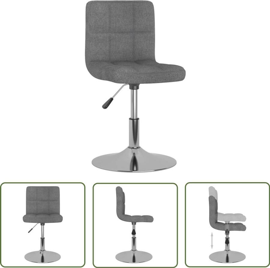 The Living Store Eetkamerstoel draaibaar stof lichtgrijs Eettafel Stoel Eetkamerstoel Design Stoel Draaiende Stoel Hoogtestelbare Stoel
