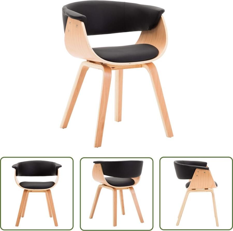 The Living Store Eetkamerstoel Eetstoel 59.5 x 51 x 72 cm Ergonomisch Kunstleer Eettafel Stoel Eetkamerstoel Kunstleder Stoel Zwarte Stoel Ergonomische Stoel - Foto 2