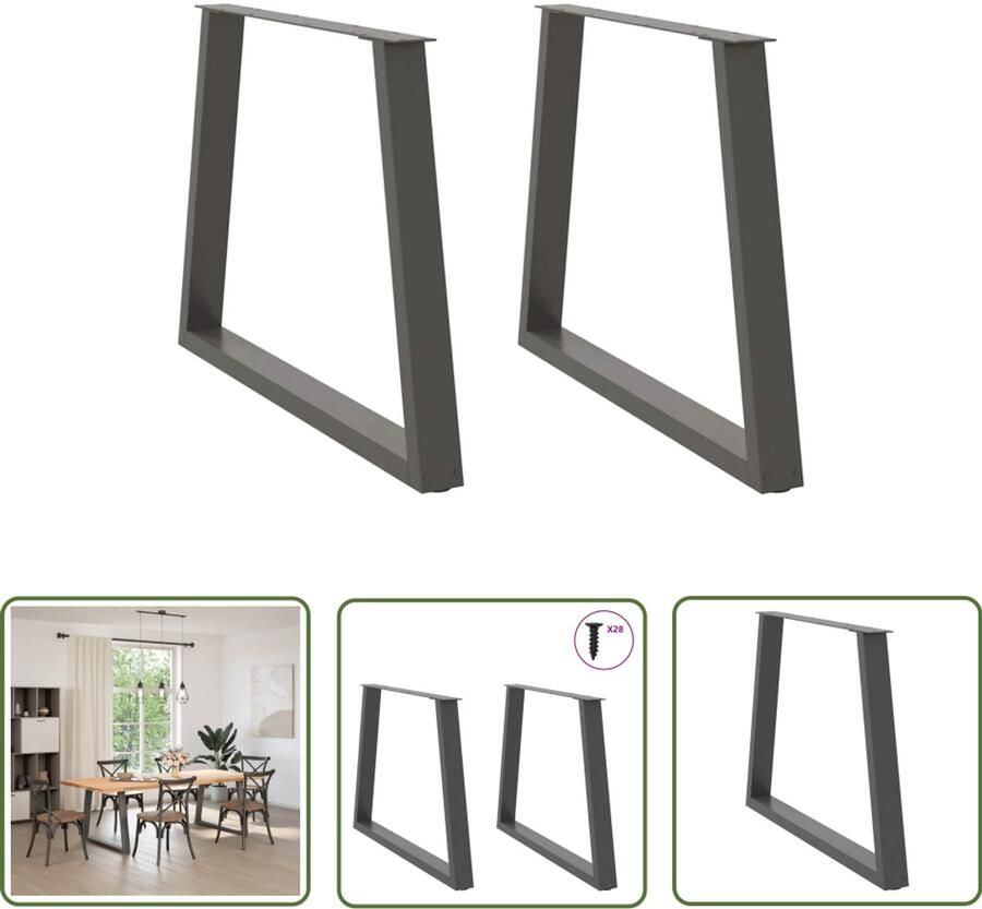 The Living Store Eettafelpoten 2 st V-vormig 90x(72-73 3) cm staal antraciet Eettafelpoten Eetkamerstoel Salontafelpoten Metalen Tafelpoten Industriële Tafelpoten