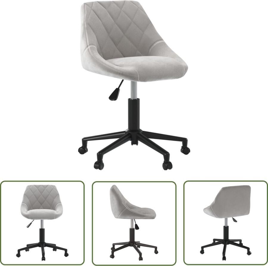 The Living Store Eetkamerstoel Draaibaar Fluweel Lichtgrijs 46x44x67.5-79cm Eettafelstoel Eetkamerstoel Draaistool Fluweel Stoel Grijze Stoel - Foto 2