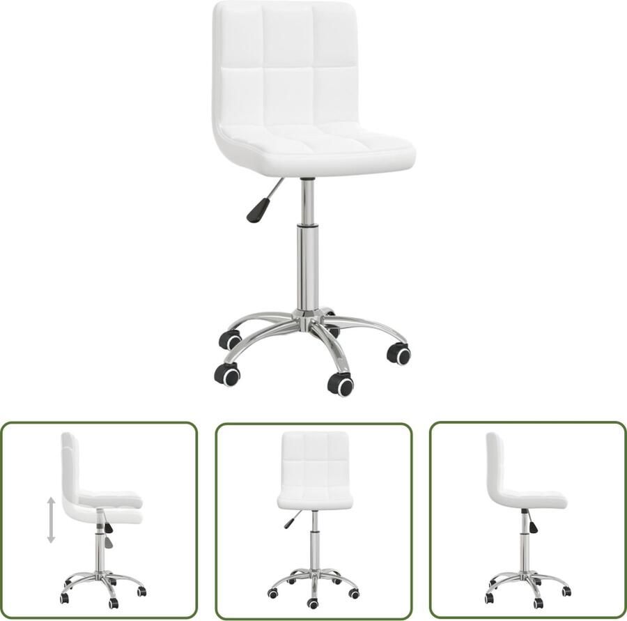 VidaXL Eetkamerstoel Eettafelstoel Eetkamerstoel draaibaar kunstleer wit Draaibare Stoel Kunstleder Stoel Witte Stoel - Foto 2