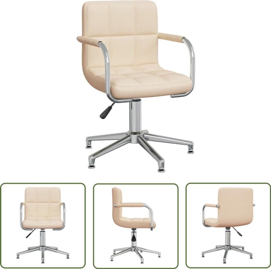 The Living Store Eetkamerstoel draaibaar stof crèmekleurig Eettafelstoel Eetkamerstoel Draaibare Stoel Kruk Lounge Stoel