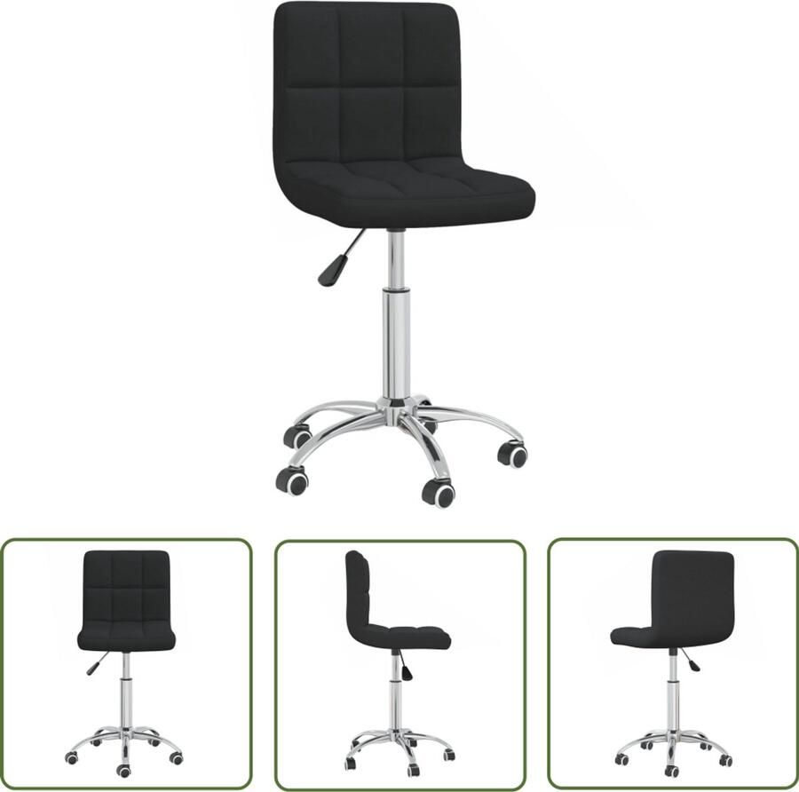 The Living Store Eetkamerstoel draaibaar stof zwart Eettafelstoel Eetkamerstoel Draaibare Stoel Verstelbare Stoel Zwarte Stoel