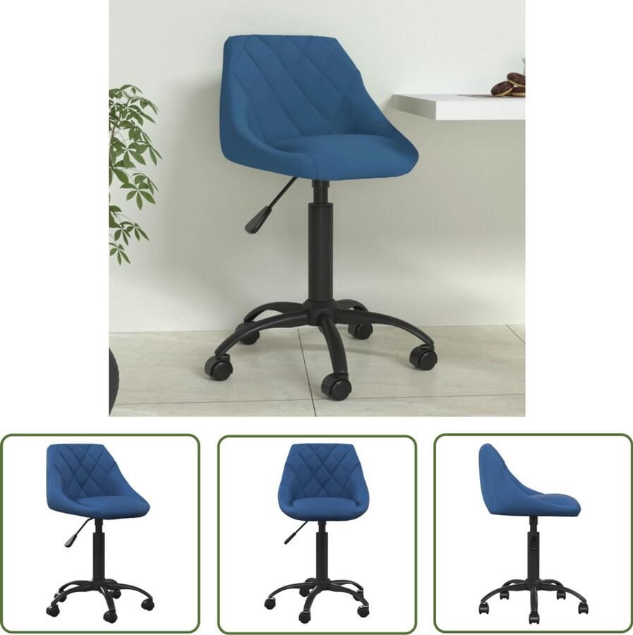 The Living Store Eetkamerstoel fluweel blauw Eettafelstoel Eetkamerstoel Verstelbare Stoel Designstoel Fluweelstoel