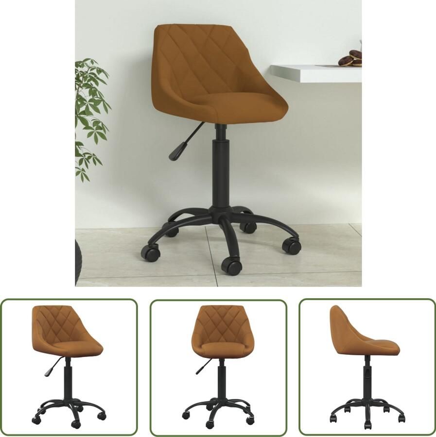 VidaXL Eetkamerstoel Fluweel Bruin Verstelbaar Eettafelstoel Eetkamerstoel Designstoel Bruine Fauteuil Velours Stoel