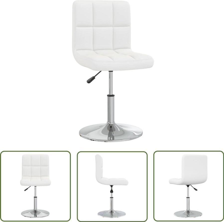 The Living Store Eetkamerstoel kunstleer wit Eettafelstoel Eetkamerstoel Kunstlederen Stoel Moderen Stoel Draaibare Stoel