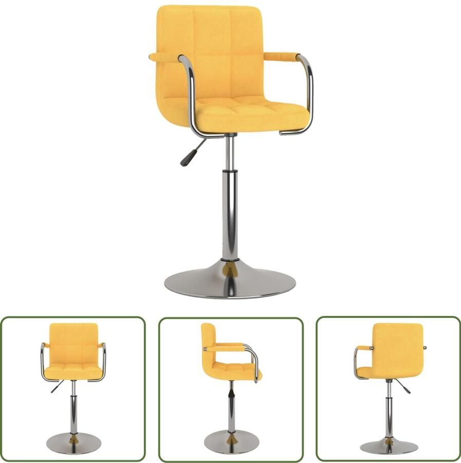The Living Store Eetkamerstoel stof geel Eettafelstoel Eetkamerstoel Gelbe Stoel Bureaustoel Draaibare Stoel
