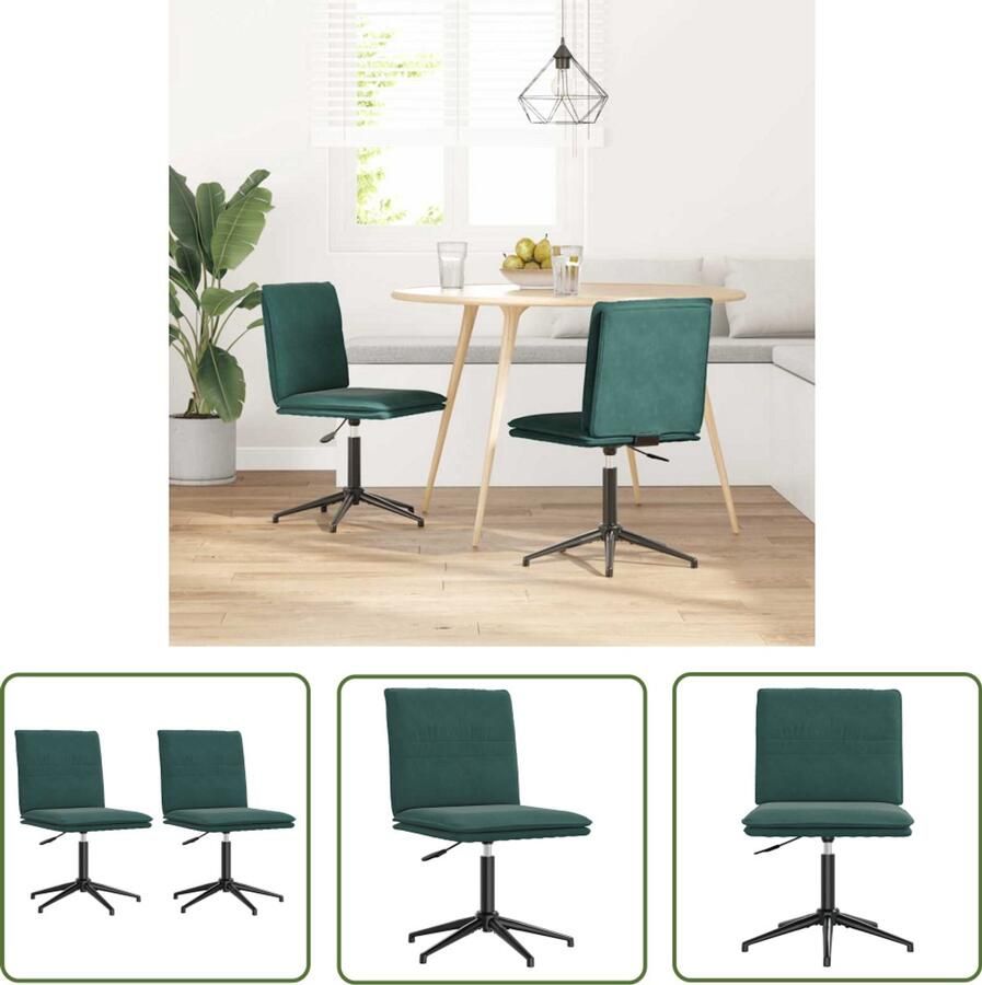 The Living Store Eetkamerstoelen 2 st fluweel donkergroen Eettafelstoel Eetkamerstoel Velours Stoel Donkere Stoel Moderne Stoel