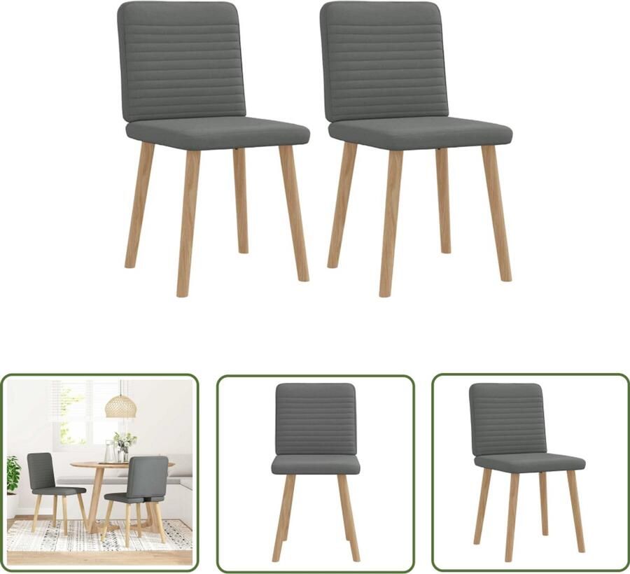 The Living Store Eetkamerstoelen 2 st stof donkergrijs Eettafelstoel Eetkamerstoel Donkere Stoel Moderne Stoel Comfortabele Stoel