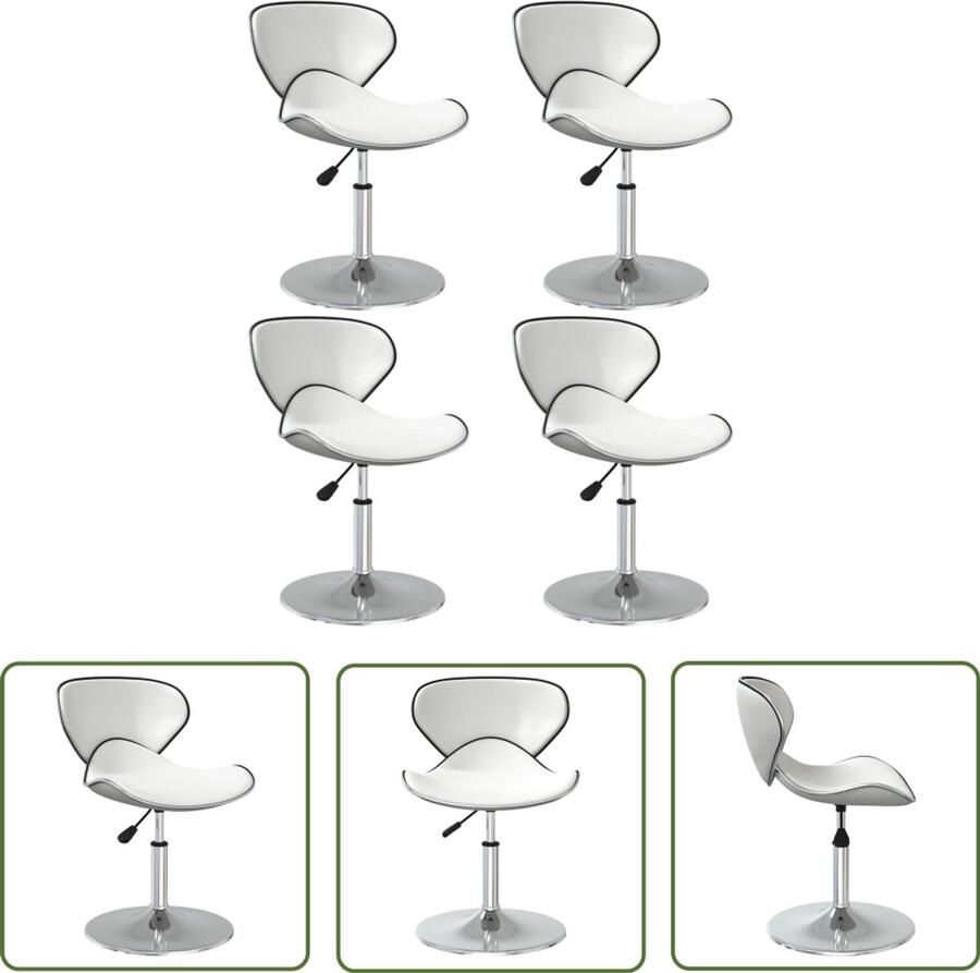 The Living Store Eetkamerstoelen 4 st kunstleer wit Eettafelstoel Eetkamerstoel Kunstleder Stoel Modern Stoel Draaibare Stoel
