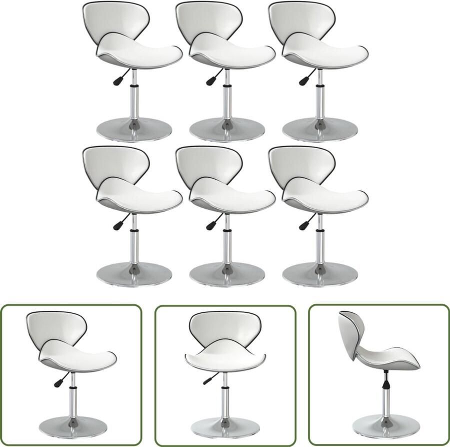 The Living Store Eetkamerstoelen 6 st kunstleer wit Eettafelstoel Eetkamerstoel Kunstleder Stoel Modern Stoel Witte Stoel