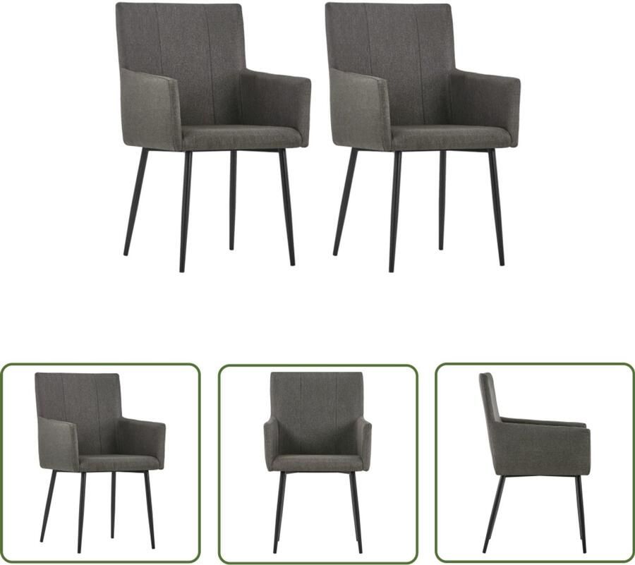 The Living Store Eetkamerstoelen met armleuningen 2 st stof taupe Eettafelstoel Eetkamerstoel Moderne Stoel Taupe Stoel Comfortabele Stoel