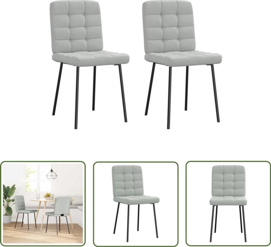 The Living Store Eetkamerstoelen 2 st fluweel lichtgrijs Eetzit Eetkamerstoel Velours Stoel Licht Grijze Stoel Comfortabele Stoel