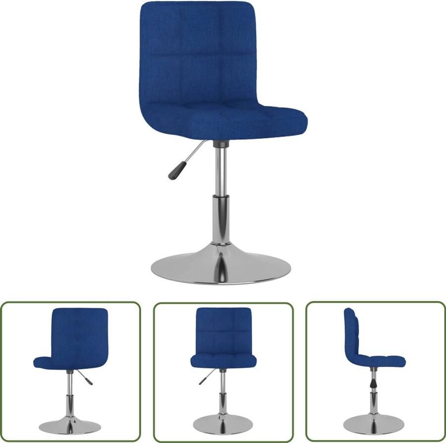 The Living Store Eetkamerstoel draaibaar stof blauw Eetzitting Eetkamerstoel Draaiende Stoel Comfortabele Stoel Design Stoel