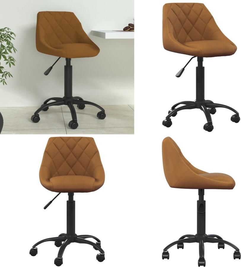 VidaXL Eetkamerstoel fluweel bruin Eetkamerstoel Eetkamerstoelen Keukenstoelen Keukenstoel