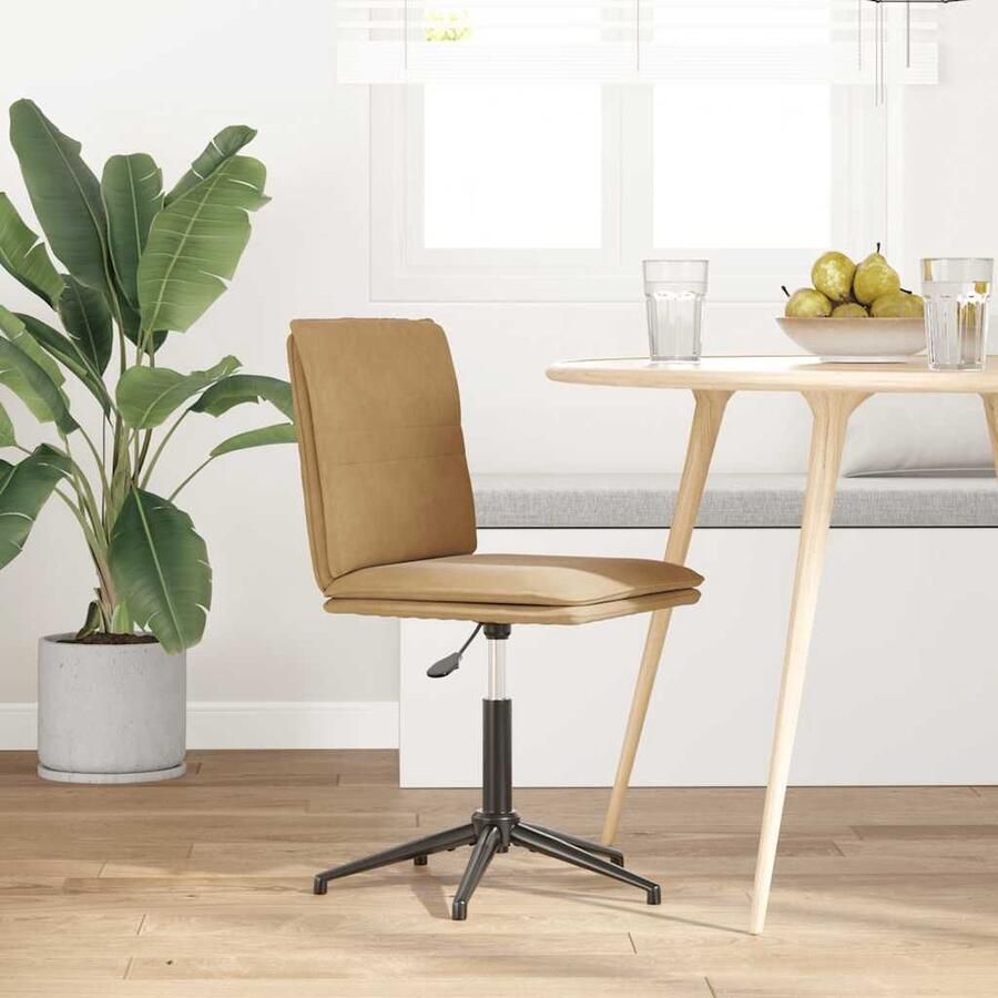 VidaXL Eetkamerstoel Fluweel Bruin Verstelbaar