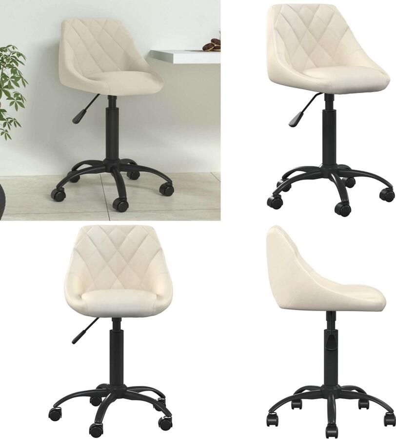 VidaXL Eetkamerstoel fluweel crèmekleurig Eetkamerstoel Eetkamerstoelen Keukenstoelen Keukenstoel