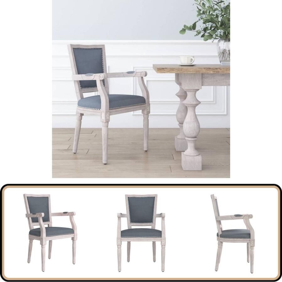 VidaXL Eetkamerstoel Fluweel Donkergrijs Eetkamerstoel Fluweel Stoel Donkere Grijze Stoel Elegante Stoel Frans Design