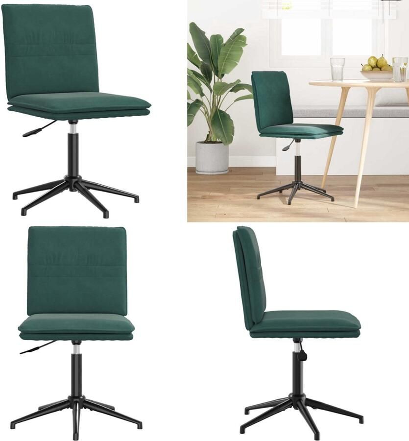 VidaXL Eetkamerstoel fluweel donkergroen Eetkamerstoel Eetkamerstoelen Dinerstoel Stoel