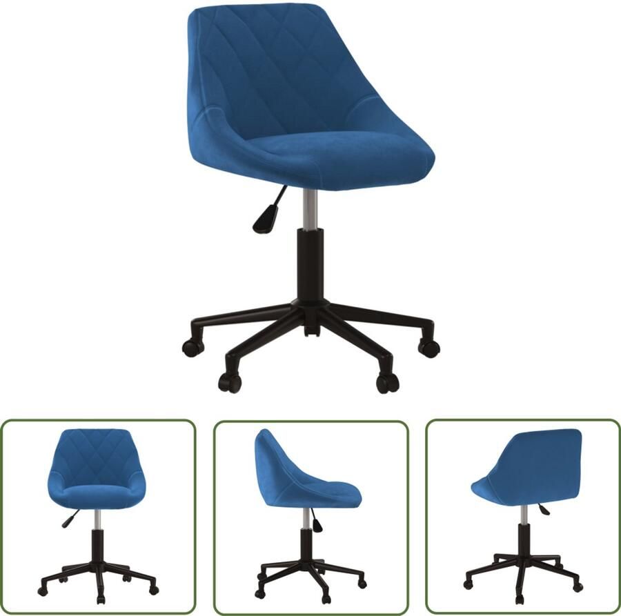 The Living Store Eetkamerstoel draaibaar fluweel blauw Draaibare Eetkamerstoel Fluweel Blauwe Eetkamerstoel Design Eetkamerstoel Ergonomische Eetkamerstoel