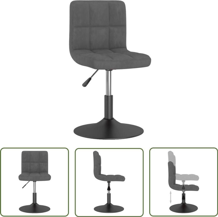 The Living Store Eetkamerstoel draaibaar fluweel donkergrijs Draaibare Eetkamerstoel Fluweel Design Eetkamerstoel Donkere Eetkamerstoel Comfortabele Eetkamerstoel