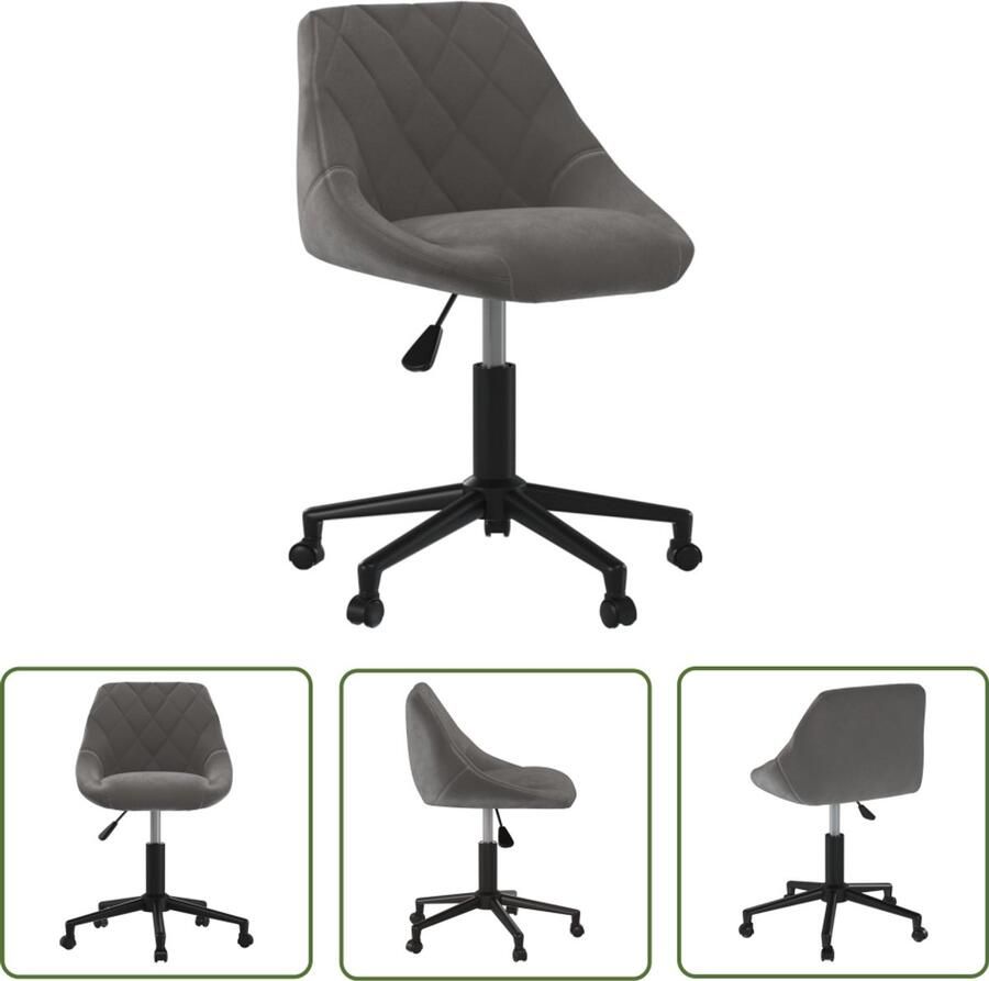 The Living Store Eetkamerstoel draaibaar fluweel donkergrijs Draaibare Eetkamerstoel Fluweel Donkere Grijze Eetkamerstoel Verstelbare Eetkamerstoel Design Eetkamerstoel