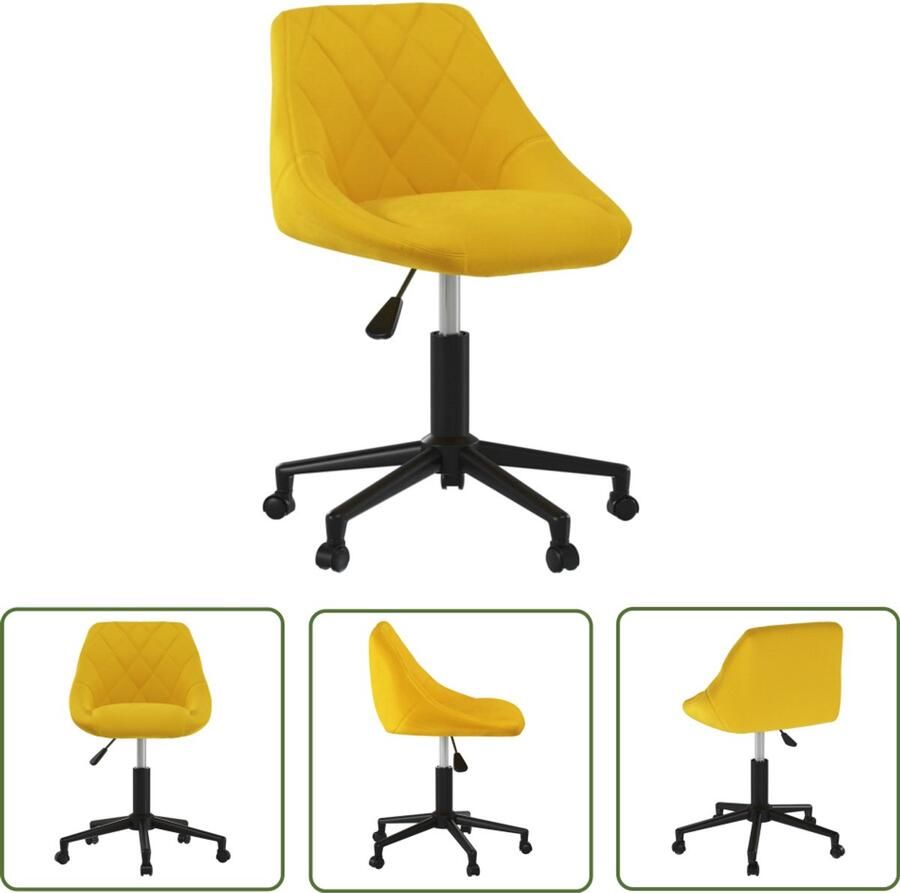 The Living Store Eetkamerstoel draaibaar fluweel mosterdgeel Draaibare Eetkamerstoel Fluweel Design Eetkamerstoel Mosterdgele Eetkamerstoel Comfortabele Eetkamerstoel