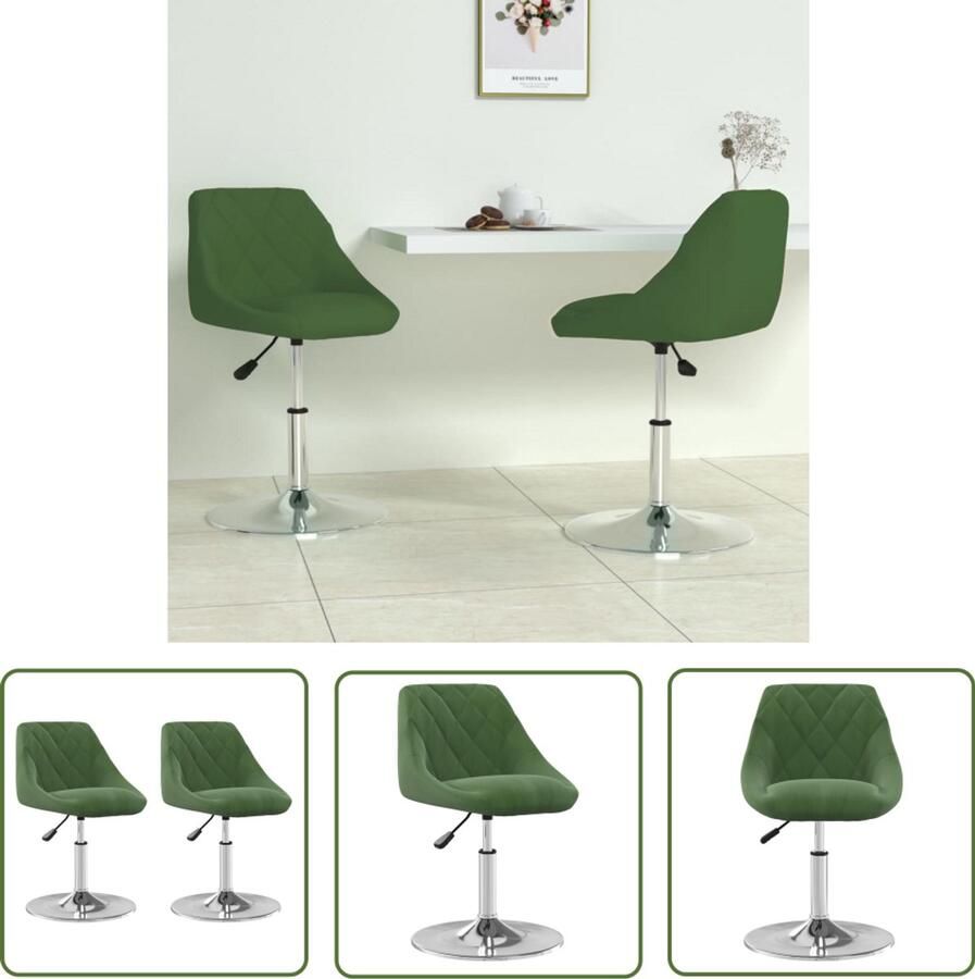 VidaXL Eetkamerstoel Fluweel Draaibare Eetkamerstoel Eetkamerstoelen draaibaar 2 st fluweel donkergroen Moderne Eetkamerstoel Luxe Eetkamerstoel Donkere Eetkamerstoel