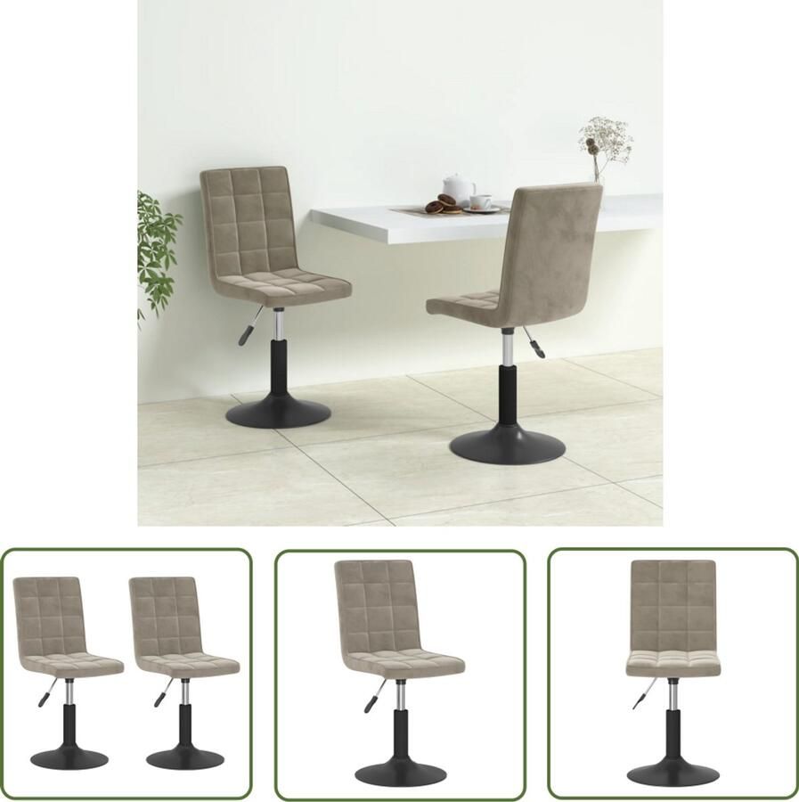 The Living Store Eetkamerstoelen draaibaar 2 st fluweel lichtgrijs Draaibare Eetkamerstoel Fluweel Lichtgrijs Eetkamerstoel Moderne Eetkamerstoel Comfortabele Eetkamerstoel