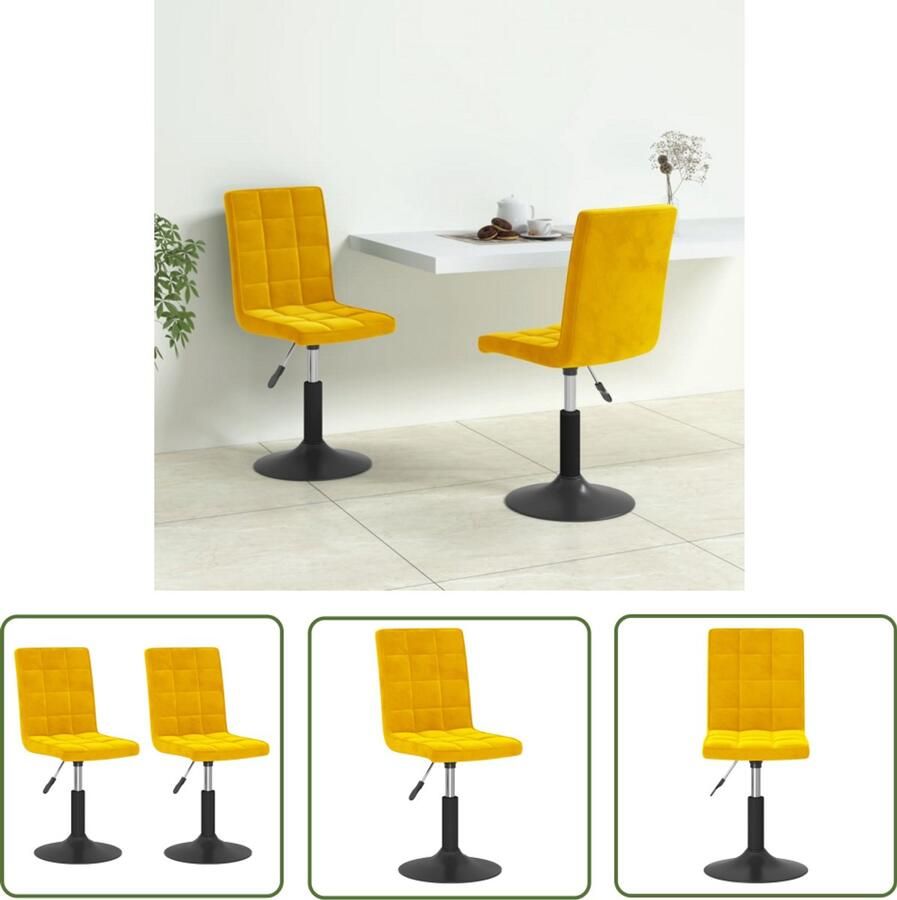 The Living Store Eetkamerstoelen draaibaar 2 st fluweel mosterdgeel Draaibare Eetkamerstoel Fluweel Mosterdgeel Meubilair Design Eetkamerstoel Comfy Stoel