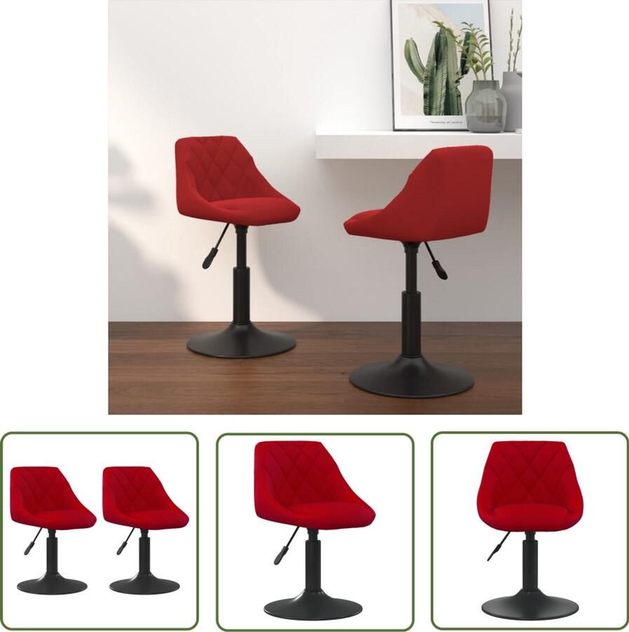 The Living Store Eetkamerstoelen draaibaar 2 st fluweel wijnrood Draaibare Eetkamerstoel Fluweel Wijnrood Meubilair Moderne Eetkamerstoel Comfortabele Eetkamerstoel
