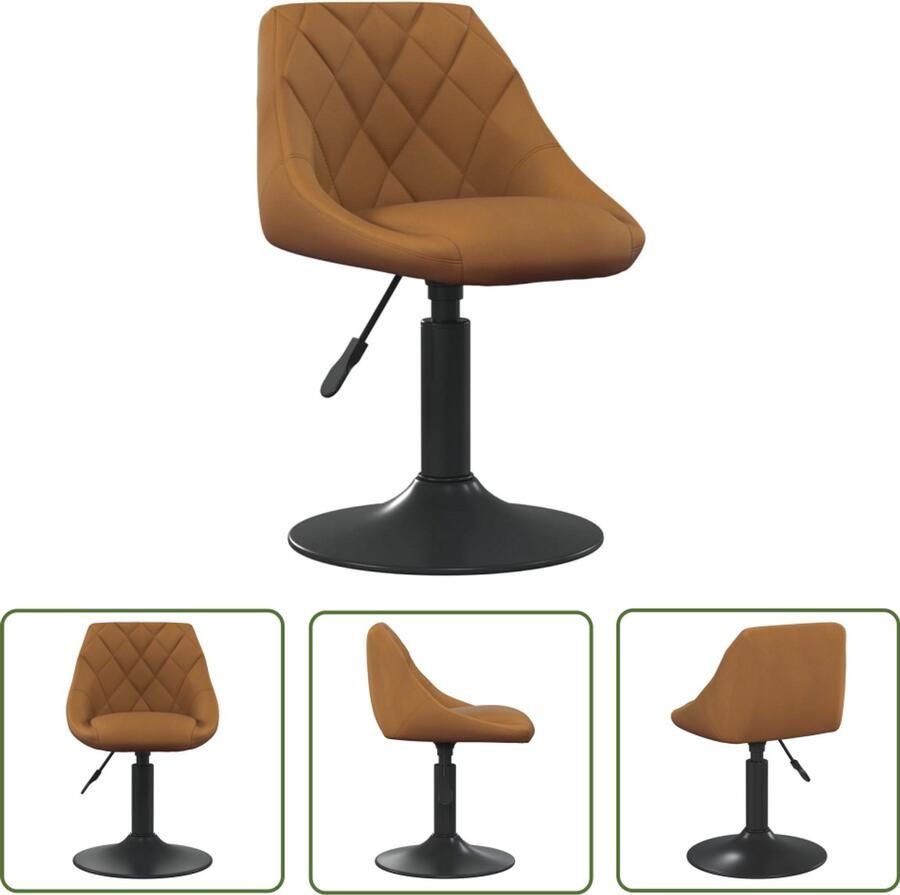 The Living Store Eetkamerstoel fluweel bruin Draaibare Eetkamerstoel Fluweel Design Eetkamerstoel Verstelbare Eetkamerstoel Ergonomische Eetkamerstoel