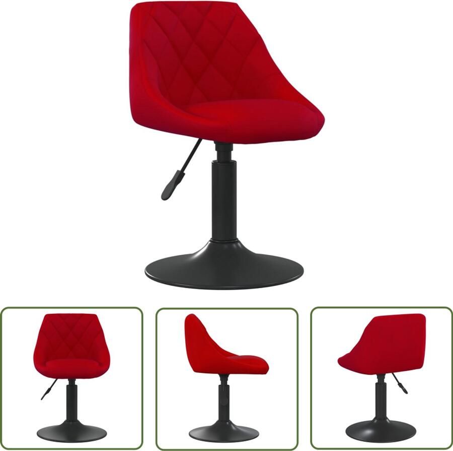 The Living Store Eetkamerstoel fluweel wijnrood Draaibare Eetkamerstoel Fluweel Eettafelstoel Design Stoel Lounge Stoel