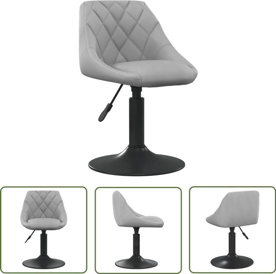 VidaXL Eetkamerstoel Fluweel Lichtgrijs Verstelbaar Eetkamerstoel Fluweel Grijs Draaibaar Comfortabele Stoel Modern Stijlvolle Stoel Hoge Kwaliteit Salontafel Dining Chair Velvet Chair
