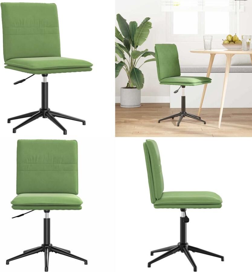 VidaXL Eetkamerstoel fluweel lichtgroen Eetkamerstoel Eetkamerstoelen Dinerstoel Stoel