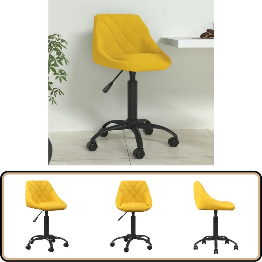 The Living Store Eetkamerstoel fluweel mosterdgeel Eettafelstoel Eetkamerstoel Designstoel Veloursstoel Zwarte Metalen Poten