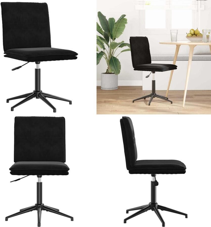 VidaXL Eetkamerstoel fluweel zwart Eetkamerstoel Eetkamerstoelen Dinerstoel Stoel