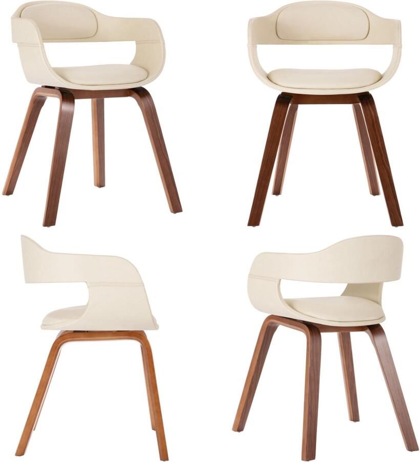 VidaXL Eetkamerstoel gebogen hout en kunstleer wit Eetkamerstoel Eetkamerstoelen Eetzaalstoel Eetzaalstoelen