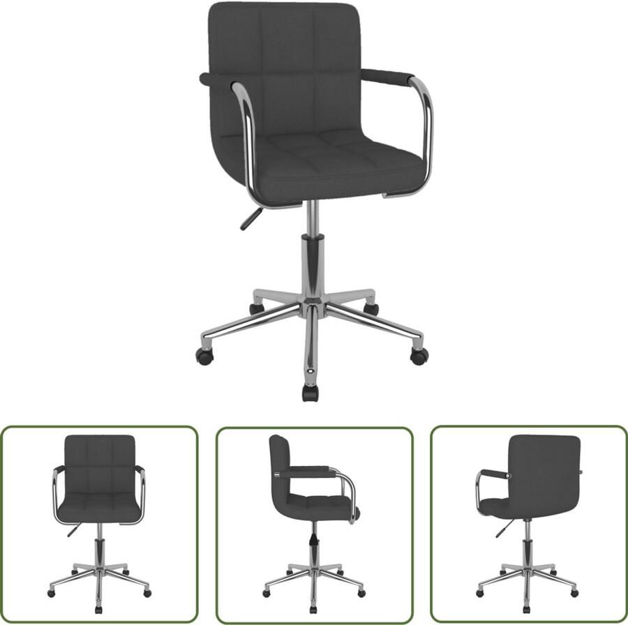 The Living Store Eetkamerstoel draaibaar stof donkergrijs Draaibare Eetkamerstoel Grijs Comfortabele Eetkamerstoel Modern Eetkamerstoel Donkere Eetkamerstoel