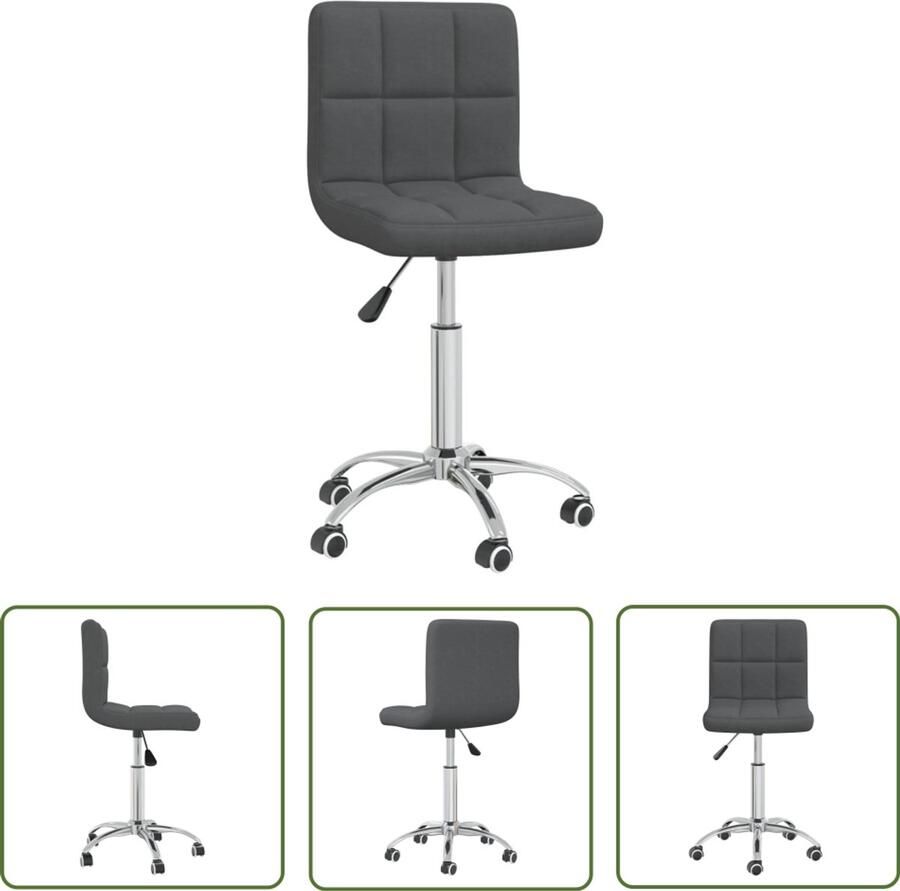 The Living Store Eetkamerstoel draaibaar stof donkergrijs Draaibare Eetkamerstoel Grijs Comfortabele Stoel Stoffen Eetkamerstoel Adjustable Height Chair