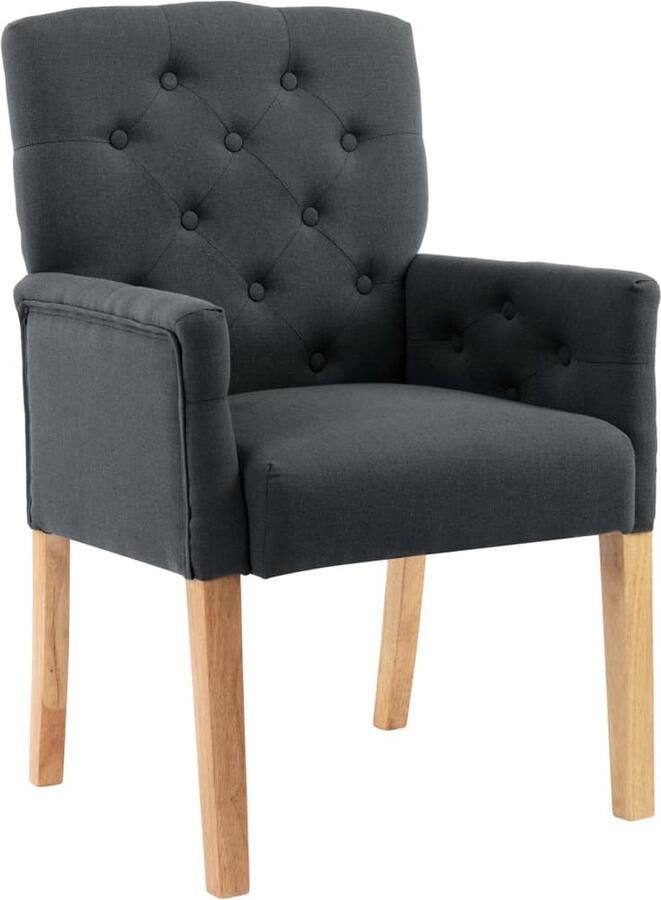 VidaXL Eetkamerstoel Grijs Met Armleuningen Stof Eetkamerstoel Stoffen Stoel Lounge Stoel Moderne Stoel Grijze Stoel Armstoel Dining Chair