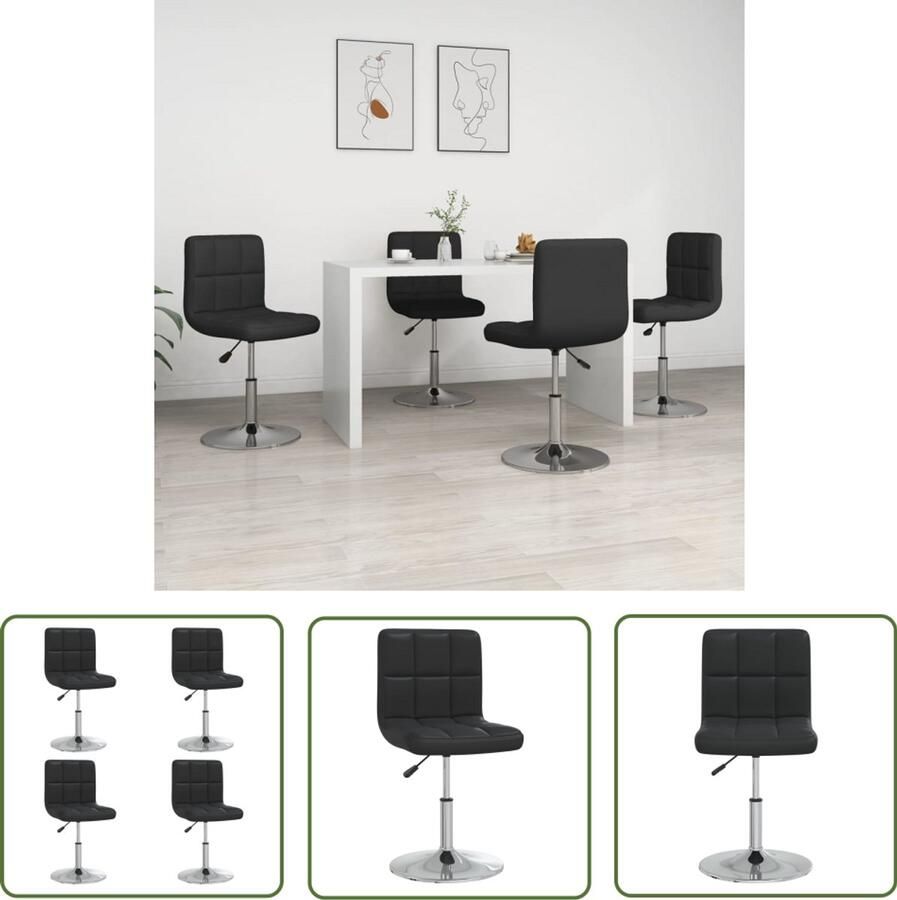 VidaXL Eetkamerstoel Keukenstoel Eetkamerstoelen 4 st kunstleer zwart Zwarte Stoel Kunstlederen Stoel Ergonomische Stoel