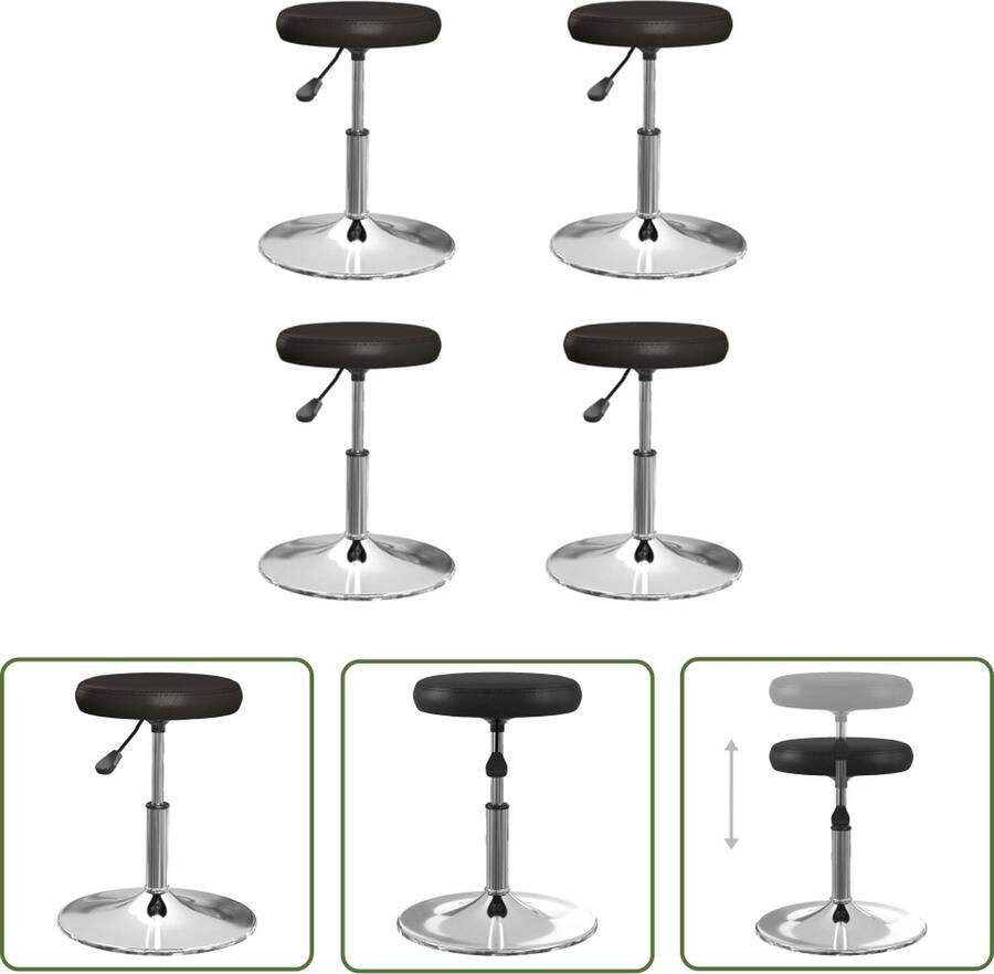 The Living Store Eetkamerstoelen 6 st kunstleer zwart Keukenstoel Eetkamerstoel Kunstleder Meubels Zwarte Stoelen Draaibare Stoelen - Foto 2